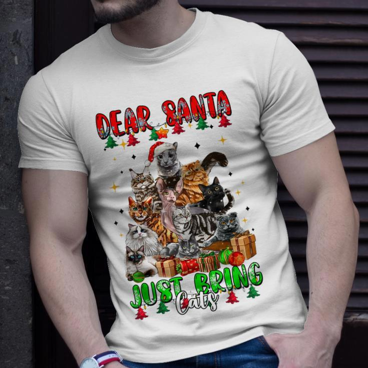 Dear Santa Just Bring Cats Weihnachtsbaum T-Shirt für Katzenliebhaber Geschenke für Ihn