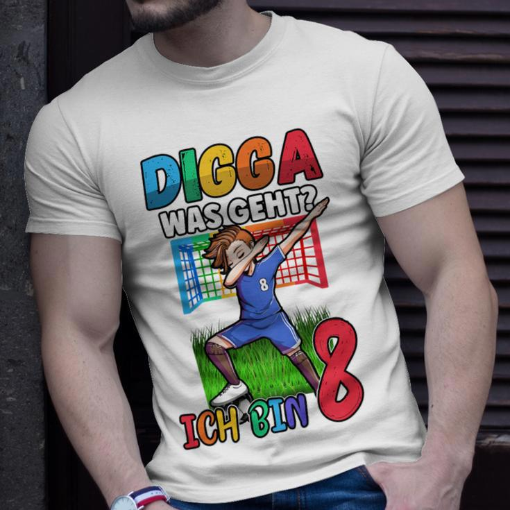 Digga Was Geht Ich Bin 8 Fußball Junge Dabbing T-Shirt für den 8. Geburtstag Geschenke für Ihn