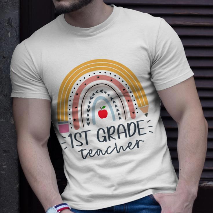 First Grade Teacher Boho Rainbow 1St Grade Teacher Womens Unisex T-Shirt Gifts for Him