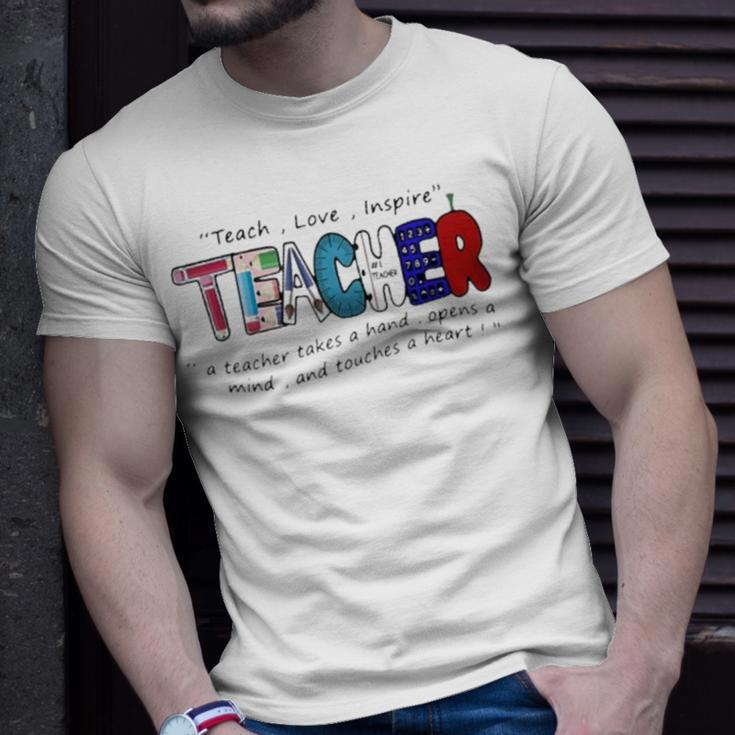 Gift Teach Love Inspire Teacher TeachingUnisex T-Shirt Gifts for Him