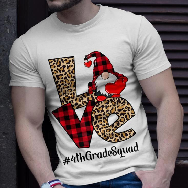 Gnomes Heart Love Red Plaid Leopard 4Th Grade Squad Gift Unisex T-Shirt Gifts for Him