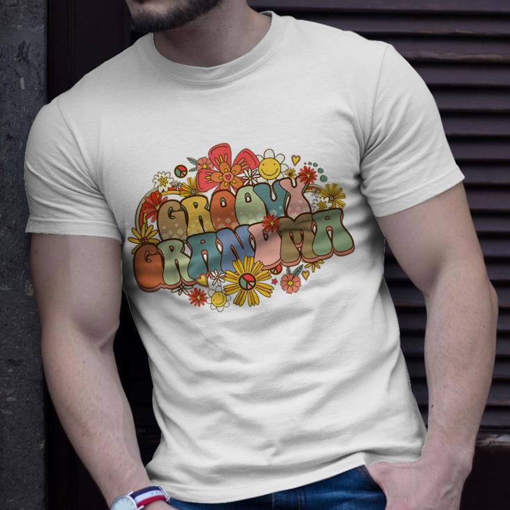 Groovy Grandma Vintage Colorful Flowers Design Grandmother Unisex T-Shirt Gifts for Him