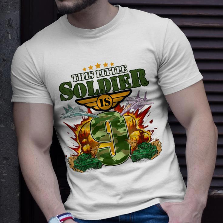 Kids 9Th Birthday This Little Soldier Is 9 Camo Style Boys T-Shirt Gifts for Him
