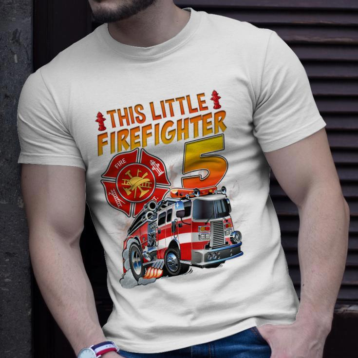 Kids Fire Truck 5 Year Old Firefighter 5Th Birthday Boy Toddler T-Shirt Gifts for Him