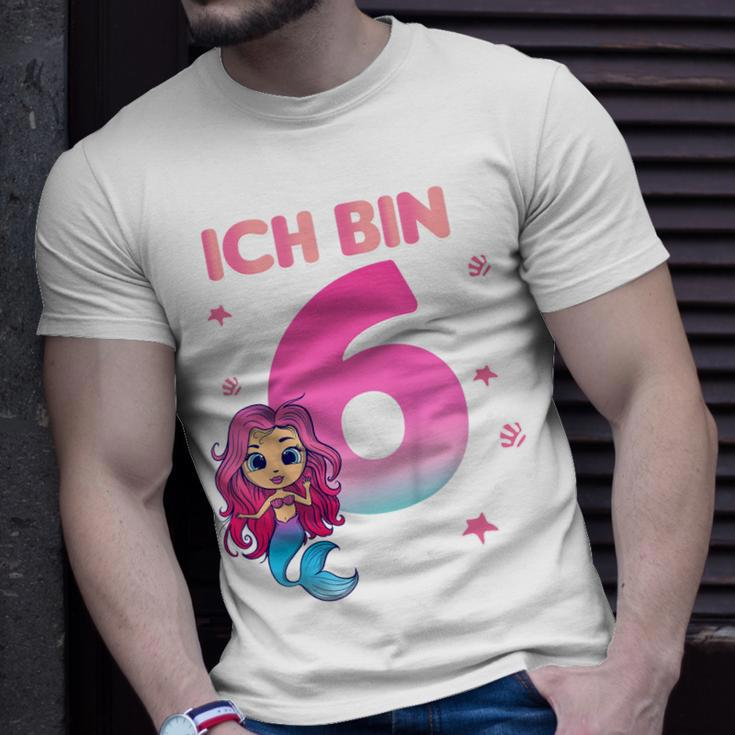 Kinder 6 Geburtstag Mädchen Meerjungfrau Nixe Ich Bin 6 Jahre T-Shirt Geschenke für Ihn