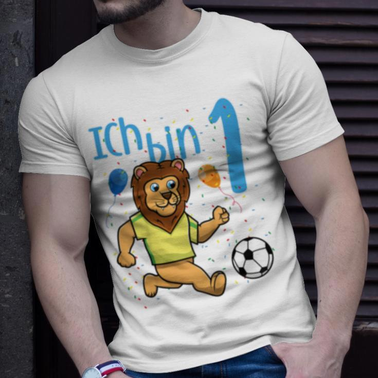 Kinder Erster 1 Geburtstag Fußball Löwe Ich Bin Eins 1 Jahr T-Shirt Geschenke für Ihn