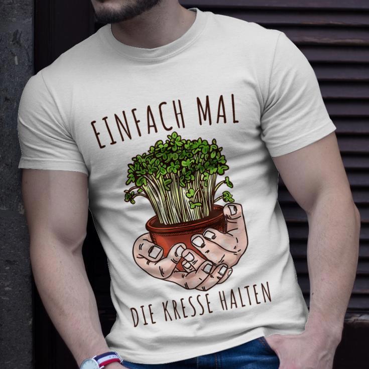 Lustiges Einfach Mal Die Kresse Halten Garten Gärtner Blumen T-Shirt Geschenke für Ihn