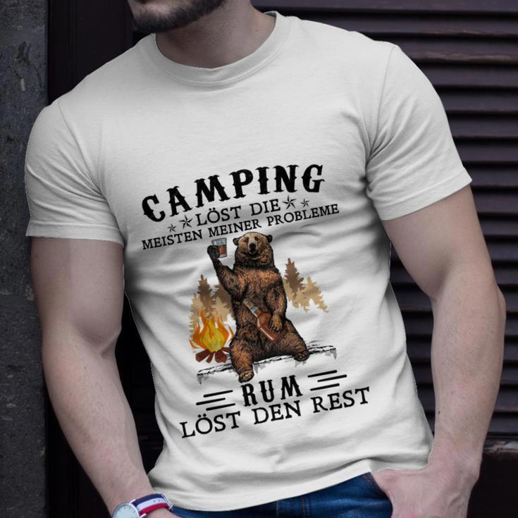 Lustiges Herren Camping T-Shirt Camping & Rum lösen Probleme, Outdoor Tee Geschenke für Ihn