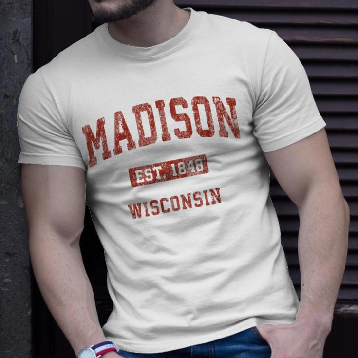 Madison Wisconsin Wi Vintage Athletic Sports Design Unisex T-Shirt Gifts for Him