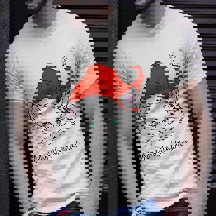 Meowy Catmas Cat Christmas Cute Kitten Cats Santa Hat V2T-shirt