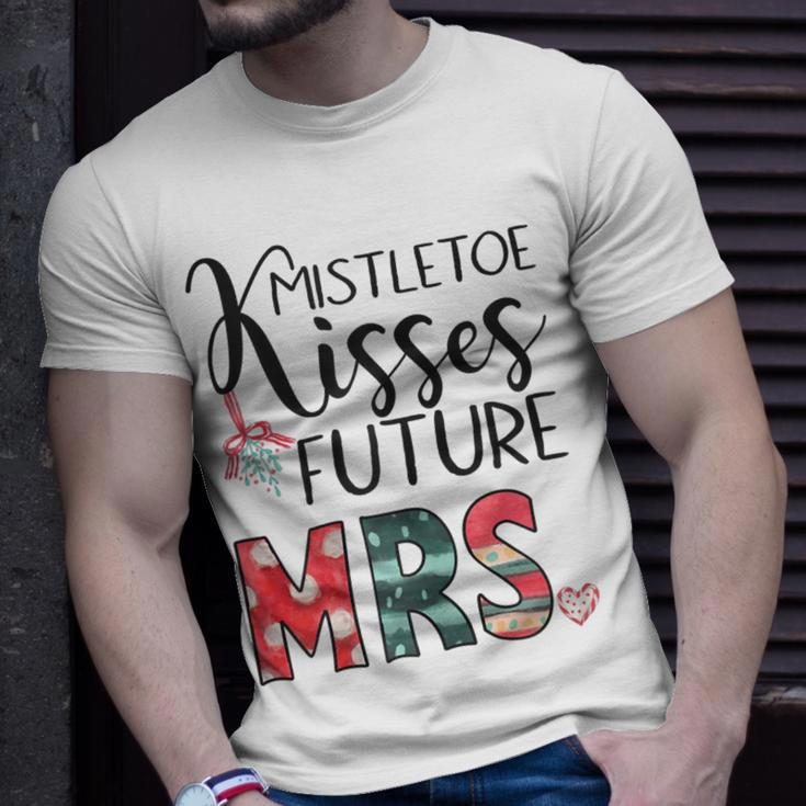 Womens Mistletoe Kisses Future Mrs Engagement Christmas V2T-shirt Gifts for Him