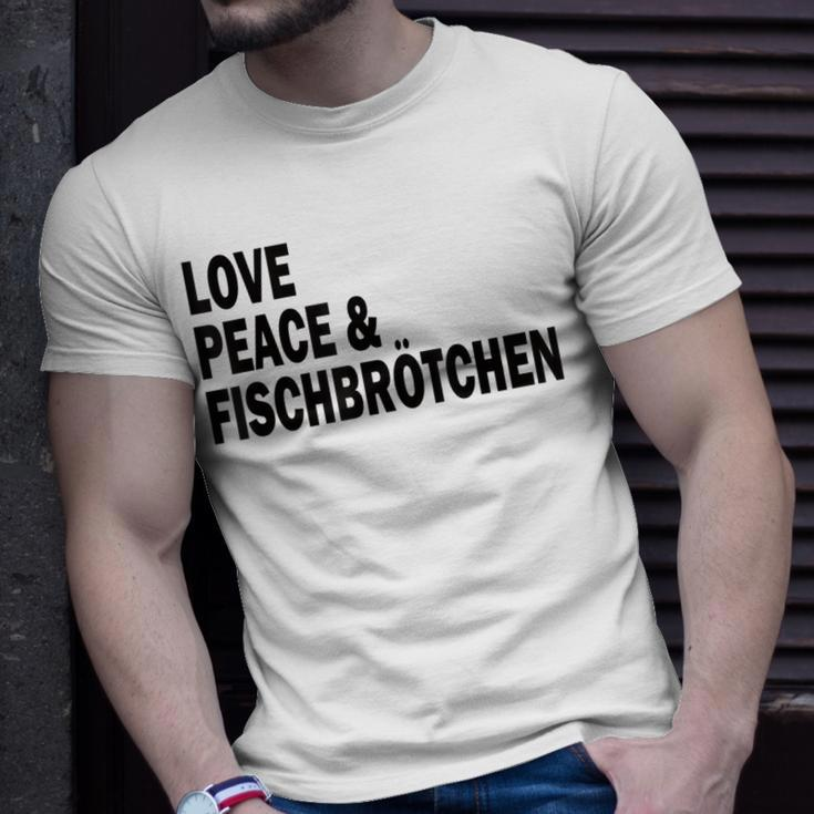 Moin Fischbrötchen Love Peace Norddeutsch Plattdeutsch T-Shirt Geschenke für Ihn