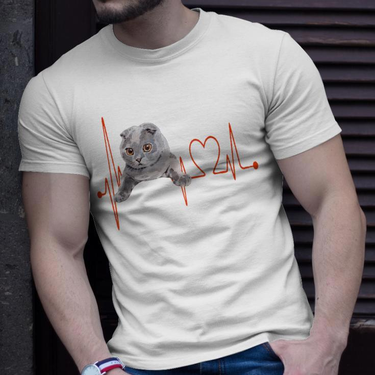 Schottische Katzen Herzschlag EKG T-Shirt für Kätzchenliebhaber Geschenke für Ihn