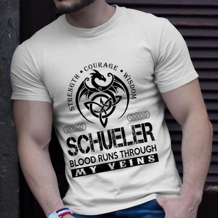 Schueler Blood Runs Through My Veins Unisex T-Shirt Gifts for Him