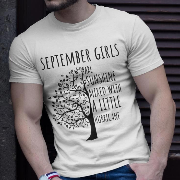 Womens September Girls Are Sunshine Mixed With A Little Hurricane T-shirt Gifts for Him