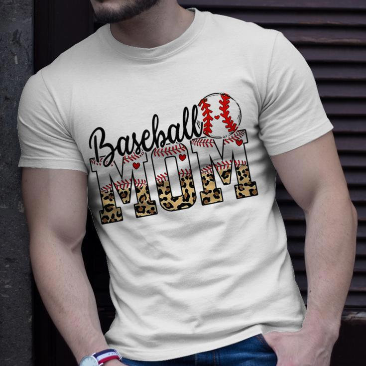 Softball Baseball Mom Leopard Mothers Day Unisex T-Shirt Gifts for Him