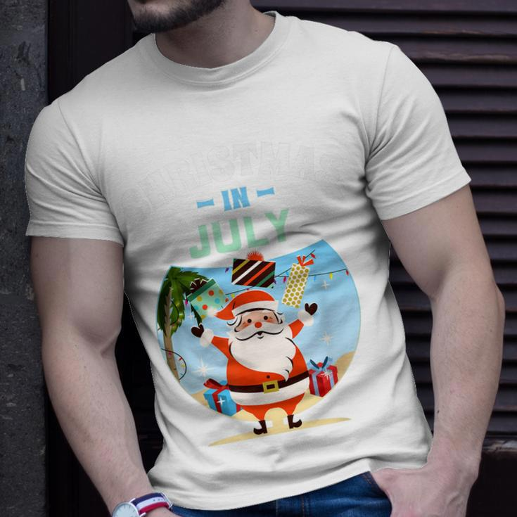 Tropischer Weihnachtsmann T-Shirt, Weihnachten im Juli Design Geschenke für Ihn