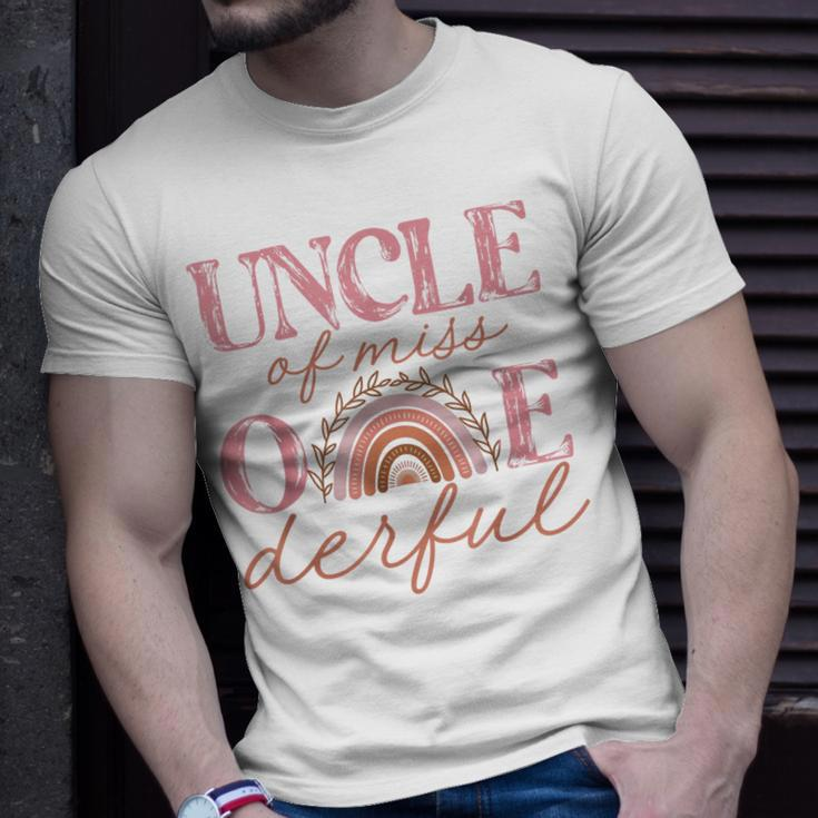 Uncle Of Little Miss Onederful 1St Bday Boho Rainbow Gift For Mens Unisex T-Shirt Gifts for Him