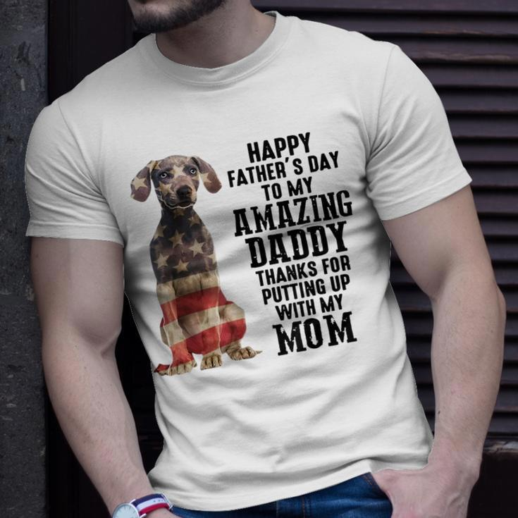 Us Flag Weimaraner Dad Happy Fathers Day To My Amazing Daddy Unisex T-Shirt Gifts for Him