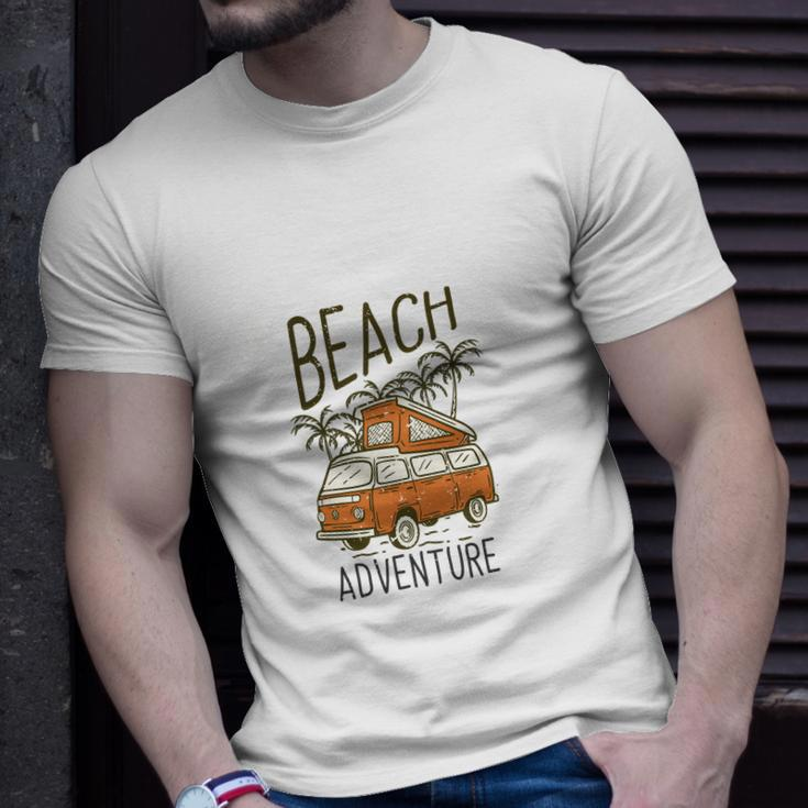 Van Car Parking On The Beach Unisex T-Shirt Gifts for Him