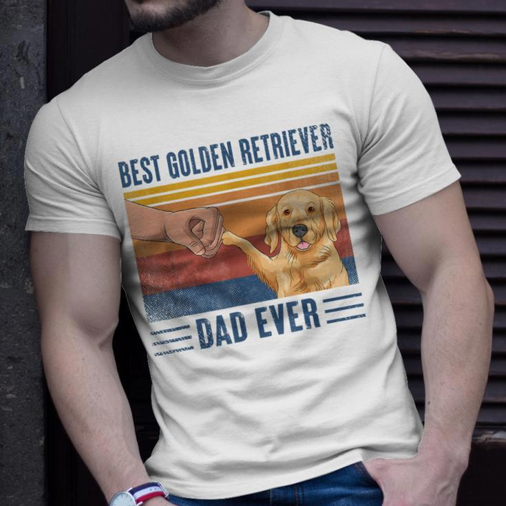 Vintage Best Golden Retriever Dad Ever Fist Bump Funny Dog Gift For Mens Unisex T-Shirt Gifts for Him