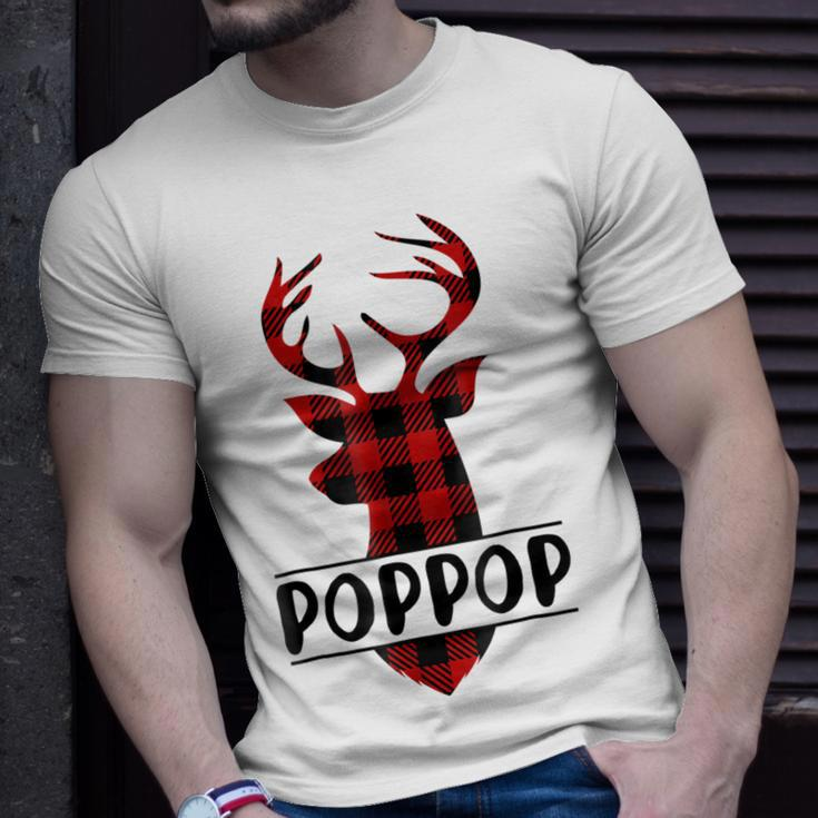 Xmas Buffalo Plaid Reindeer Poppop Family Christmas Unisex T-Shirt Gifts for Him