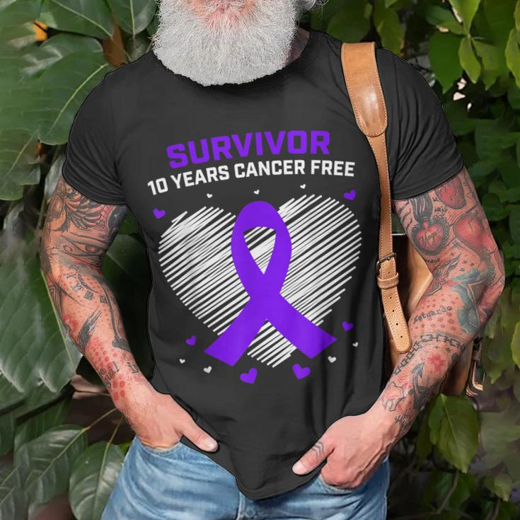 10 Years Cancer Free Purple Pancreatic Cancer Survivor T-Shirt Gifts for Old Men