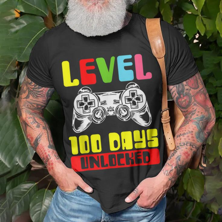 100 Days Of School Gamer Level 100 Days Unlocked T-Shirt Gifts for Old Men