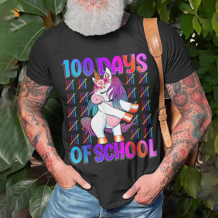 100 Days Of School Unicorn 100 Days Smarter 100Th Day V4 T-Shirt Gifts for Old Men