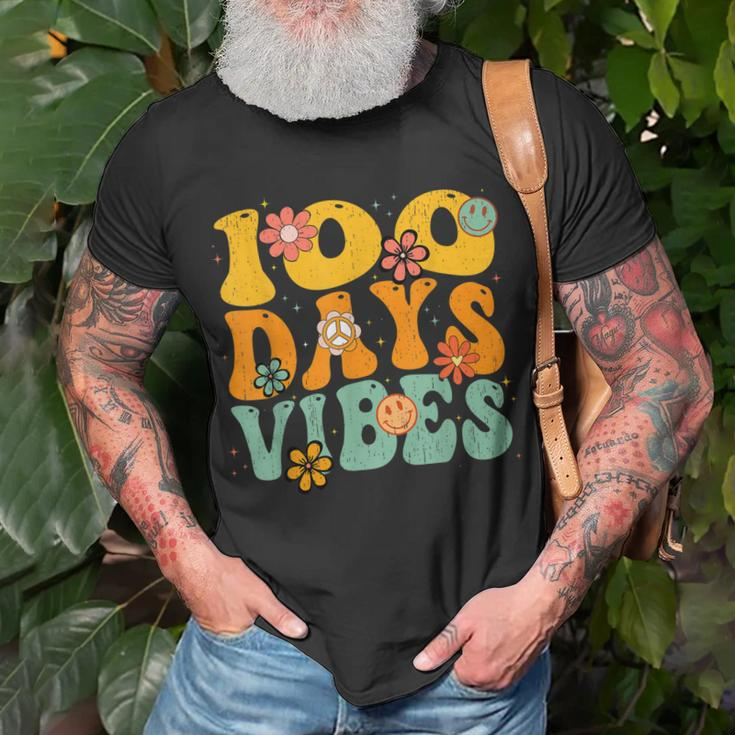 100 Days Of School Vibes 100Th Day Of School Retro Groovy V2T-shirt Gifts for Old Men