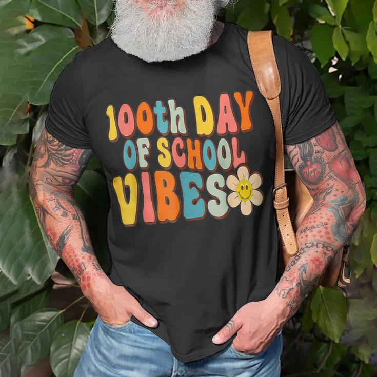 100 Days Of School Vibes 100Th Day Of School Retro Groovy V4 T-Shirt Gifts for Old Men