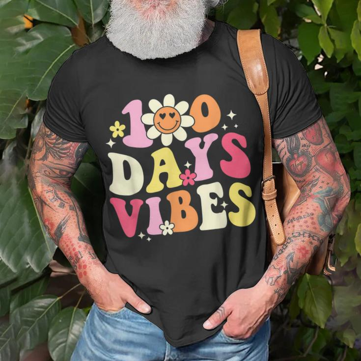 100 Days Of School Vibes 100Th Day Of School Retro Groovy V5 T-Shirt Gifts for Old Men