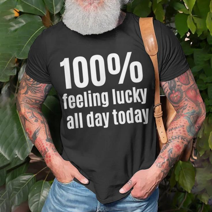 100 Feeling-Lucky Ganztägiges T-Shirt für Glücksspiel-Fans Geschenke für alte Männer
