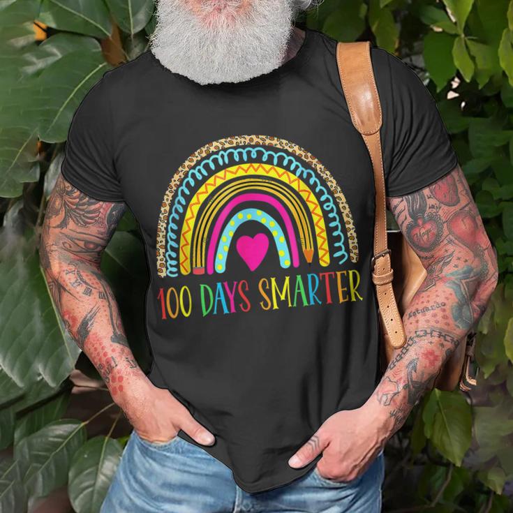 100Th Day Of School Teacher 100 Days Smarter Rainbow V14T-shirt - Seseable
