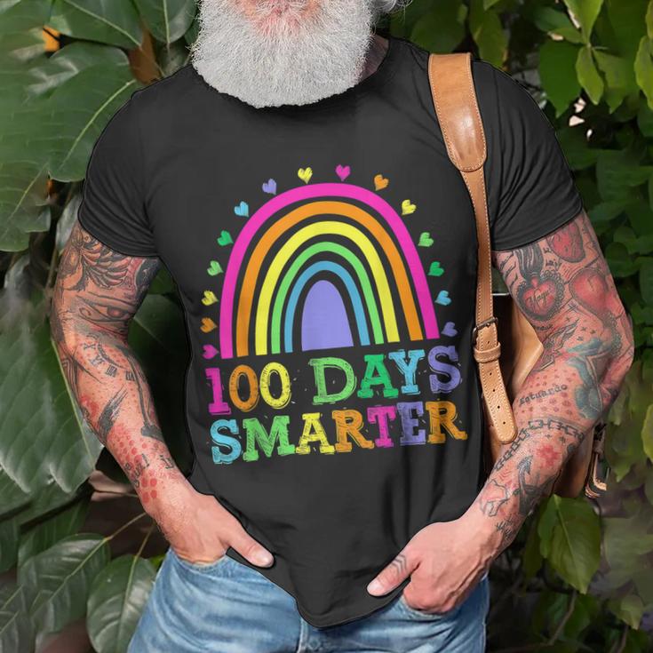 100Th Day Of School Teacher 100 Days Smarter Rainbow V7T-shirt - Seseable
