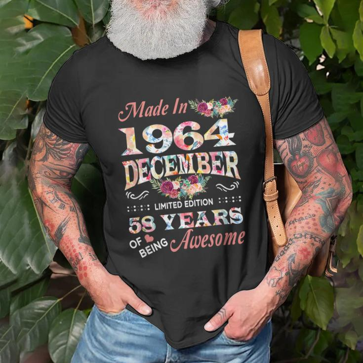 1964 Dezember Blumen T-Shirt – 58 Jahre Exzellenz Geschenke für alte Männer
