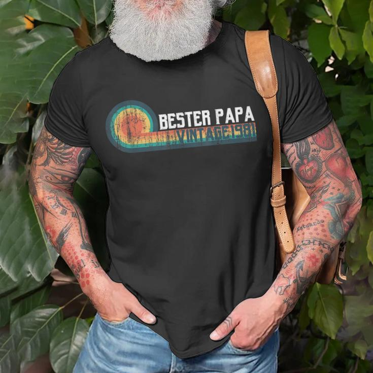 1981 Geburtstag Jahrgang Retro Vintage Geschenk Bester Papa T-Shirt Geschenke für alte Männer
