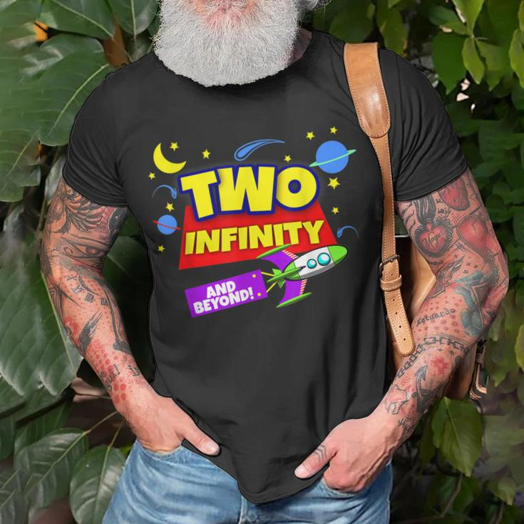2 Year Old Two Infinity And Beyond 2Nd Birthday Boys Girls T-Shirt Gifts for Old Men