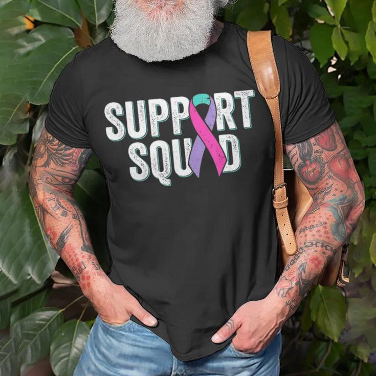Thyroid Cancer Support Squad Friend Family Awareness Ribbon Unisex T-Shirt