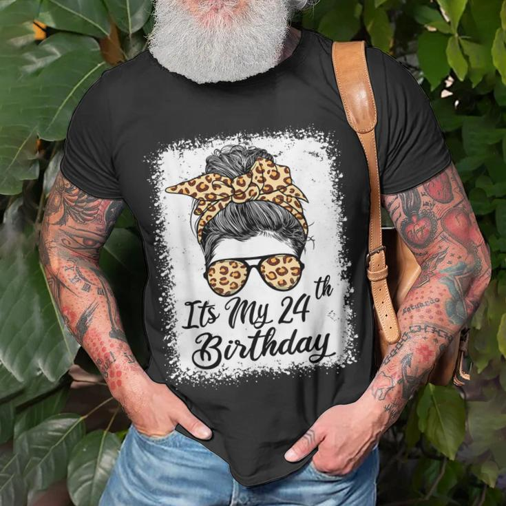 24 Year Old Its My 24Th Birthday For Her Leopard Women V2T-shirt Gifts for Old Men