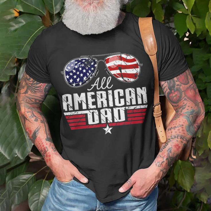 4Th Of July Family Matching All American Dad American Flag Unisex T-Shirt Gifts for Old Men