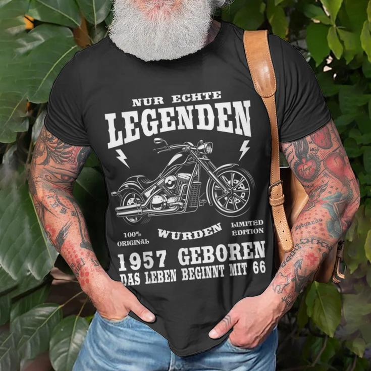 66. Geburtstag Biker Herren T-Shirt, Motorrad Chopper 1957 Design Geschenke für alte Männer