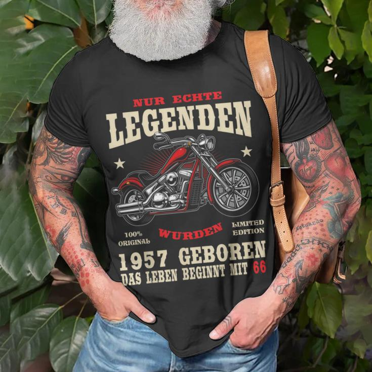 66. Geburtstag Biker T-Shirt für Herren, Motorrad Chopper 1957 Design Geschenke für alte Männer