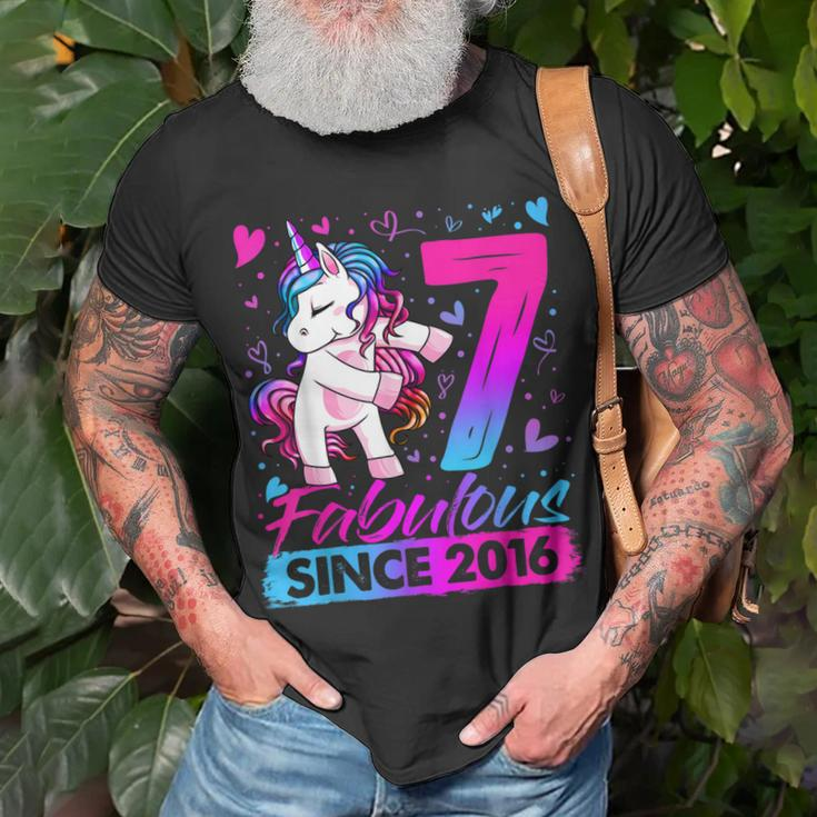 7 Years Old Flossing Unicorn Gifts 7Th Birthday Girl Party Unisex T-Shirt Gifts for Old Men