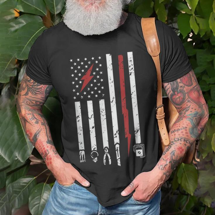 Mens American Electritian Usa Flag Patriot Handyman Dad Birthday T-Shirt Gifts for Old Men
