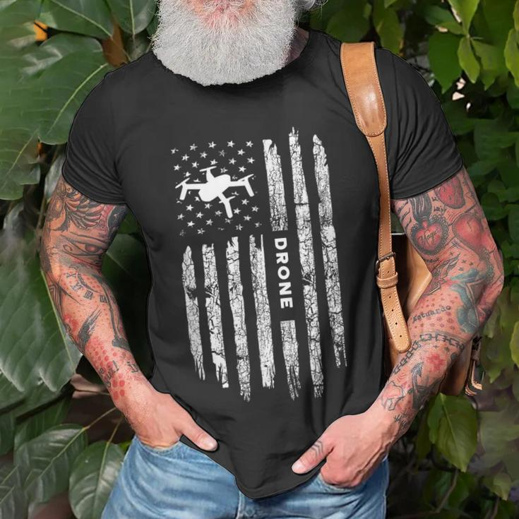 American Flag Drone Clothing - Drone Pilot Vintage Drone Unisex T-Shirt Gifts for Old Men