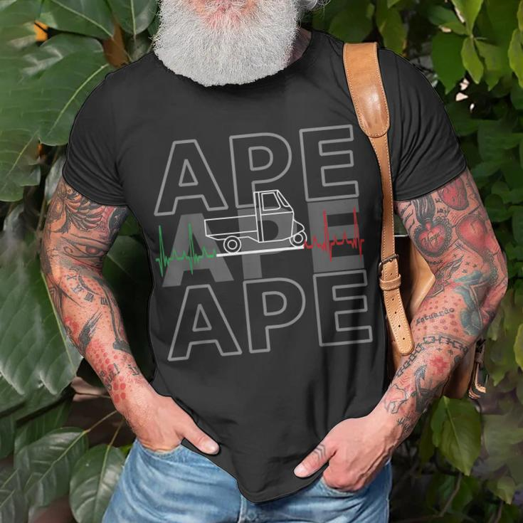 Ape 50 Dreirad Ape Tm Italien Fahne Ape Herzschlag T-Shirt Geschenke für alte Männer