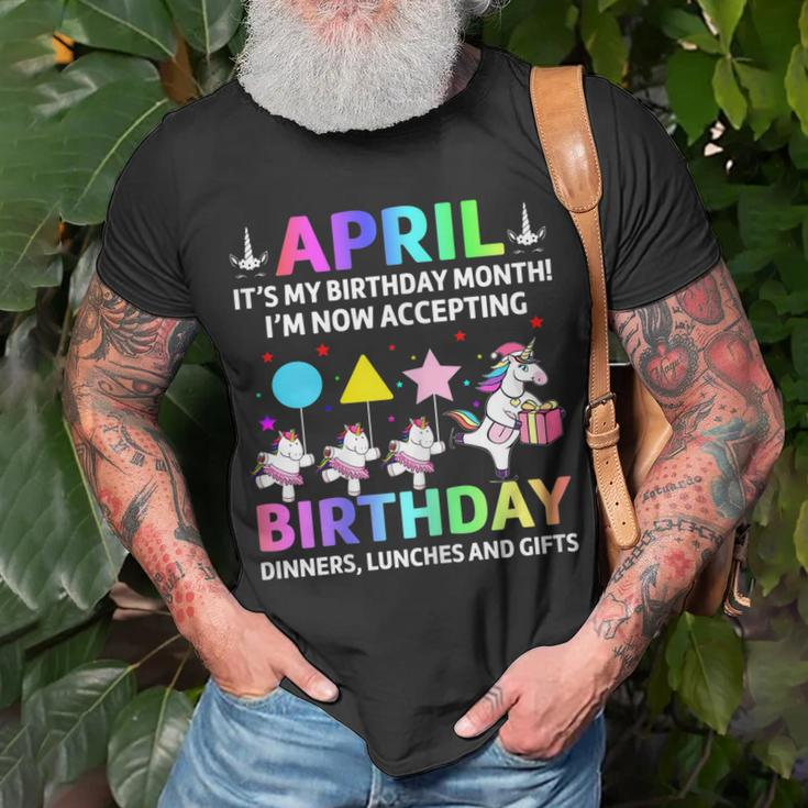 April Its My Birthday Month Shirt Cute Unicorn Birthday Unisex T-Shirt Gifts for Old Men