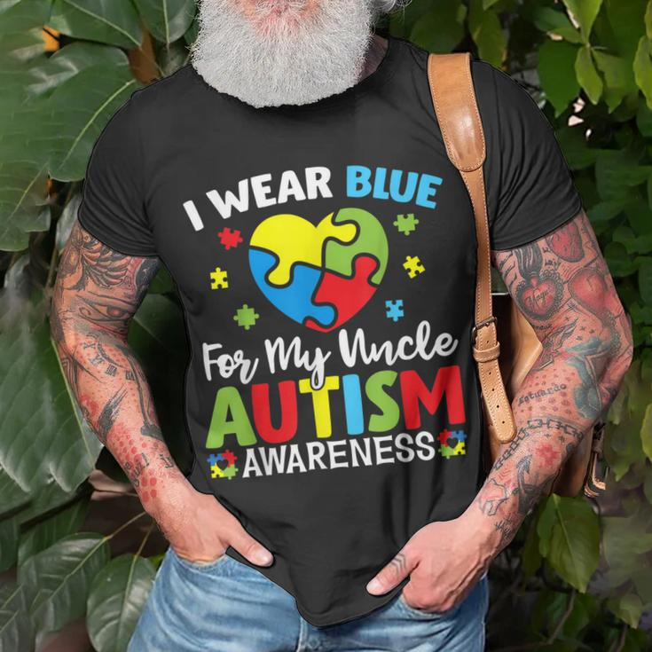 Autism Awareness Month Heart I Wear Blue For My Uncle Unisex T-Shirt Gifts for Old Men
