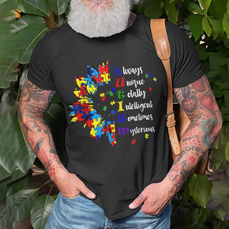 Autism Awareness Support Autism Kids For Mom Dad Sunflower Unisex T-Shirt Gifts for Old Men